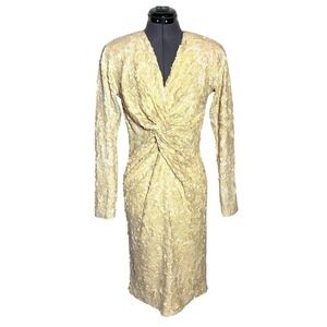 Vtg 80s Sequin Cocktail Dress Irridescent Prom Evening Glam Party 34-31-34 S/M